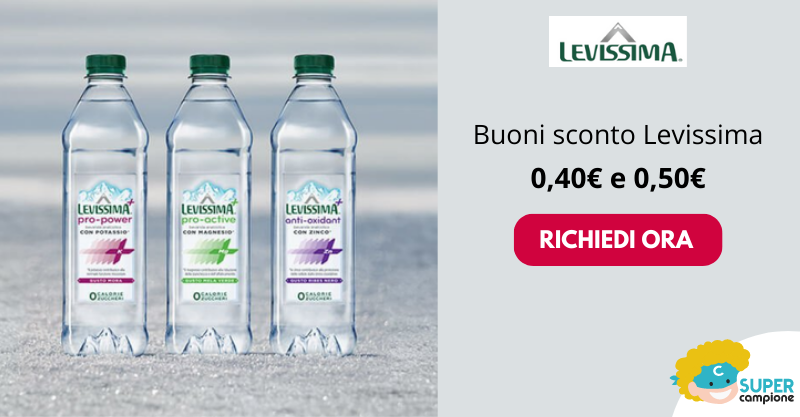 Levissima: gratis buoni sconti da 0,40€ e 0,50€